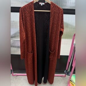 LuLaRoe Sarah Long Cardigan Burnt Orange Size Medium